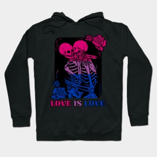 Love Is Love - Skeleton Bisexual Couple Hoodie